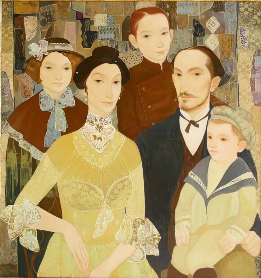 Maia-Ranishvili Family Portrait-17-030-h194Xw89cm-Canvas.oil , Maia Ramishvili | Exhibited at Art Gallery Line | Available for Sale | Art Gallery Line