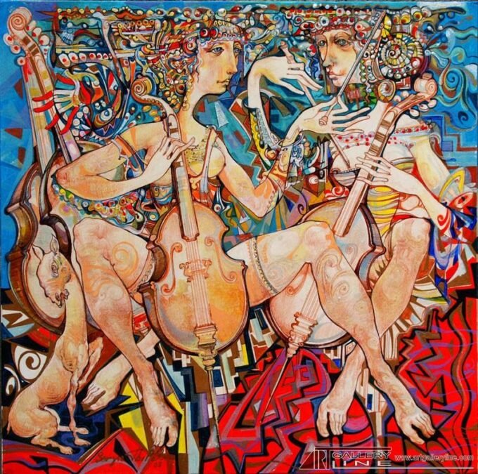 Serenada | Sergo Tbileli| Exhibited at Art Gallery Line | Created in early 2000’s| Available for Sale | Acrylic on Canvas, Mix medium | Art Gallery Line