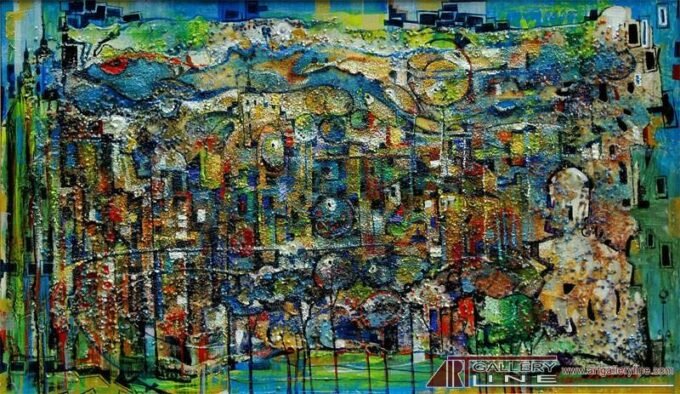 Istanbul | Sergo Tbileli| Exhibited at Art Gallery Line | Created in early 2000’s| Available for Sale | Acrylic on Canvas, Mix medium | Art Gallery Line