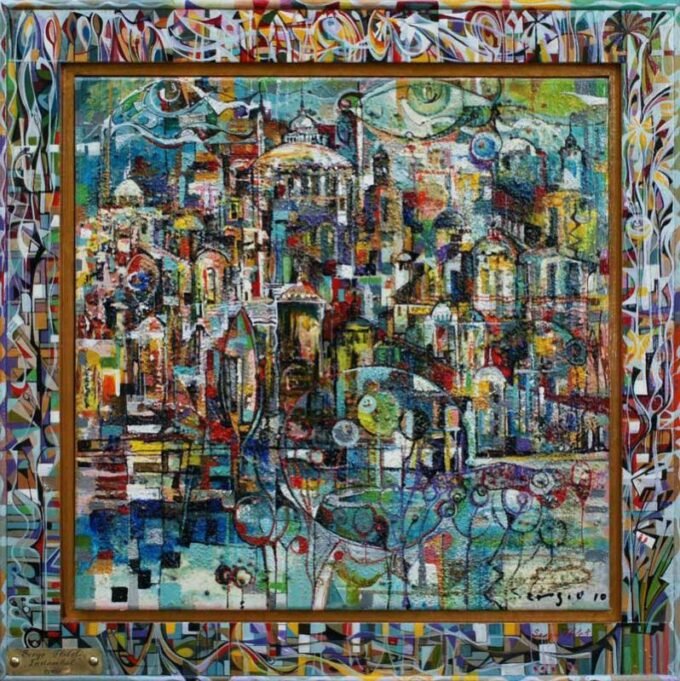Istanbul | Sergo Tbileli| Exhibited at Art Gallery Line | Created in early 2000’s| Available for Sale | Acrylic on Canvas, Mix medium | Art Gallery Line