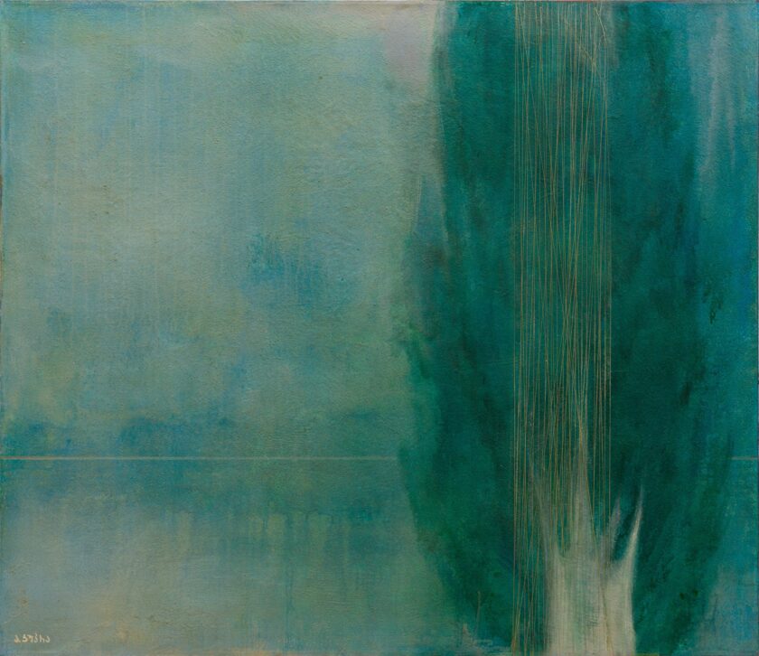 Painting: Cypress by Amiran Kuprava at The Library of Congress - Rooted in Culture, Size:110X130 cm , Medium:Canvas, Acrylic Art Gallery Line - Contemporary Georgian Art