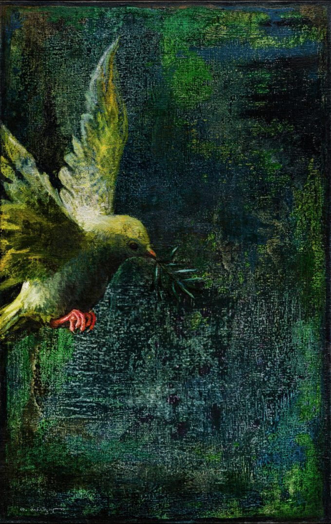 Painting: Dove of Piece by Tamar Minashvili at The Library of Congress - Rooted in Culture, Size:150X95.5 cm , Medium:Oil on Canvas Art Gallery Line - Contemporary Georgian Art