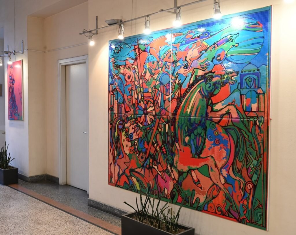Sergo Tbileli's Exhibition "Anabechdi" 6 Sergo Tbileli Anabechdi ,სერგო თბილელი ანაბეჭდი Sergo Tbileli | Anabechdi | Limited Silk Printing Series | Inspired by Grand Georgian Poem Knight in the Panthers Skin | Exhibited at Art Gallery Line | Created in 2021 | Available for Sale | Acryl on Canvas, Mix medium | Art Gallery Line | Tbilis, Georgia & New York |