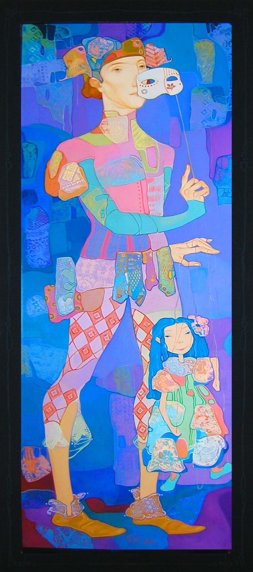 Maia Ramishvili | Masquerade | Exhibited at Art Gallery Line | Created in early 2000’s| Available for Sale | Oil on Canvas, Mix medium | Art Gallery Line