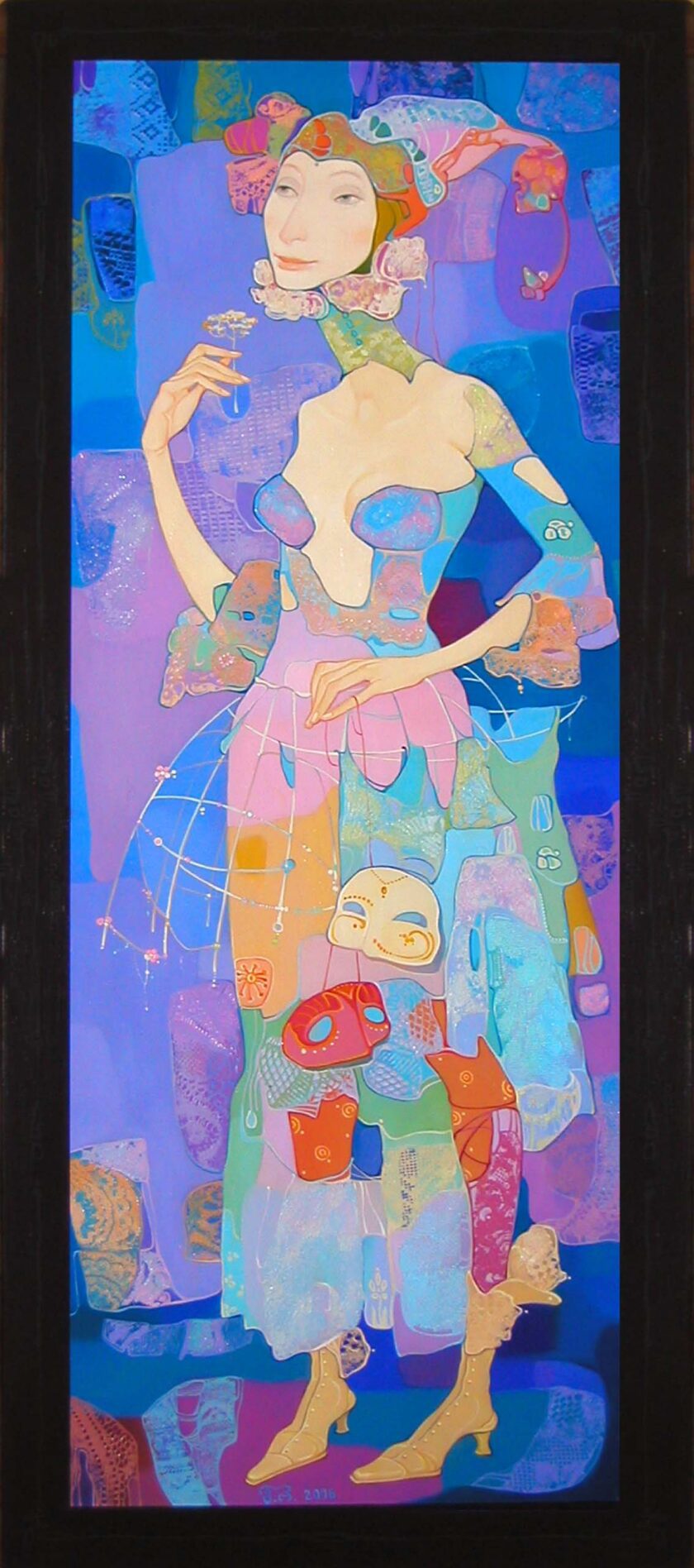 Maia Ramishvili | Masquerade | Exhibited at Art Gallery Line | Created in early 2000’s| Available for Sale | Oil on Canvas, Mix medium | Art Gallery Line