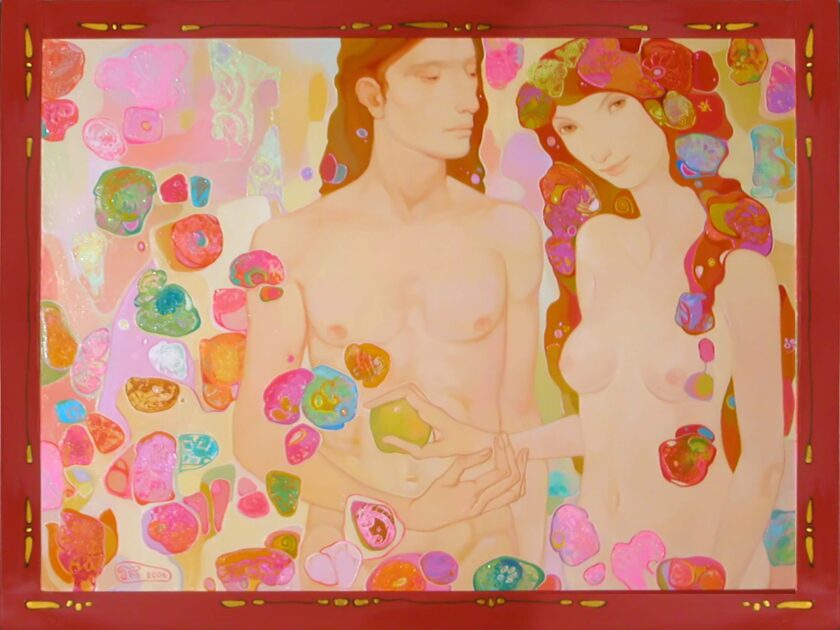 Maia Ramishvili | Adam & Eve | Exhibited at Art Gallery Line | Created in early 2000’s| Available for Sale | Oil on Canvas, Mix medium | Art Gallery Line