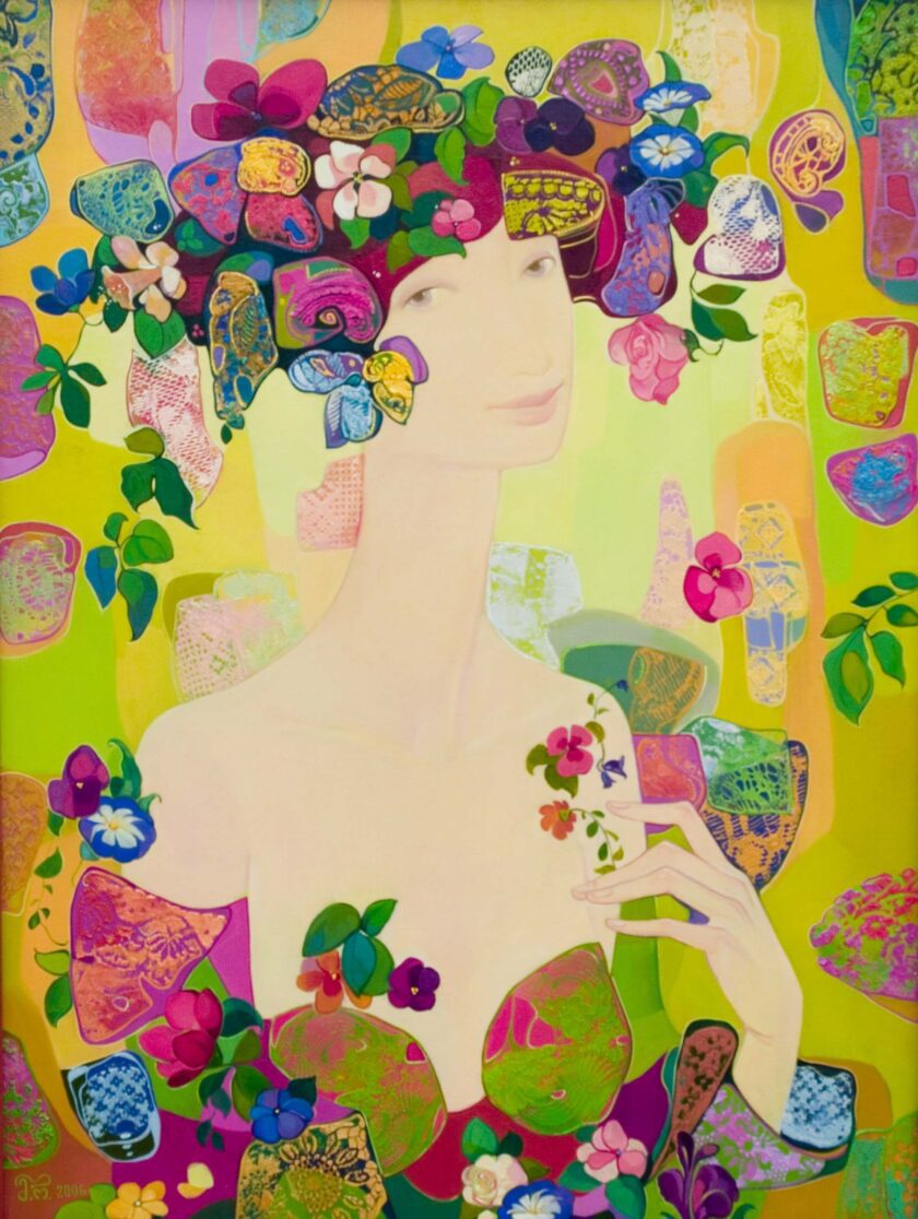 Maia Ramishvili | Flora | Exhibited at Art Gallery Line | Created in early 2000’s| Available for Sale | Oil on Canvas, Mix medium | Art Gallery Line