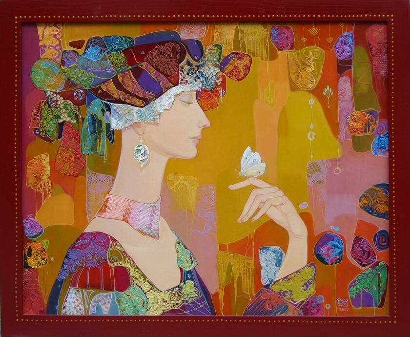 Maia Ramishvili | Butterfly | Exhibited at Art Gallery Line | Created in early 2000’s| Available for Sale | Oil on Canvas, Mix medium | Art Gallery Line