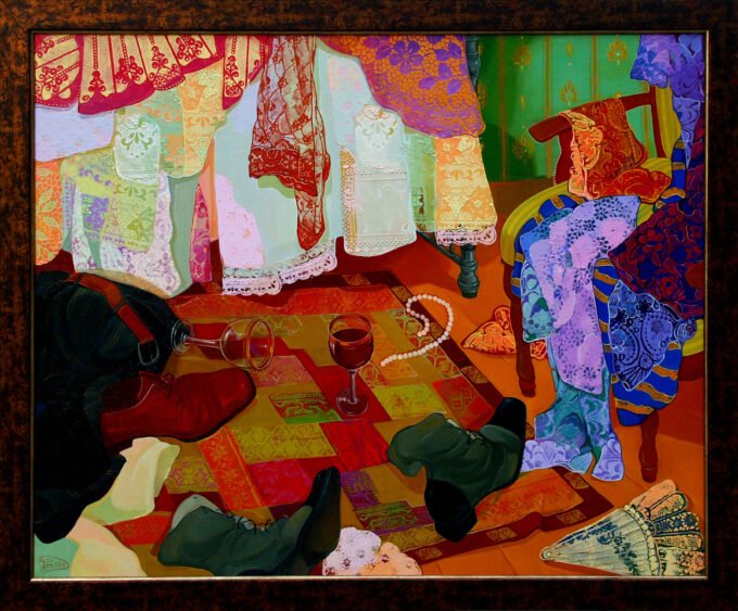 Maia Ramishvili 25 Maia Ramishvili | Piquant Still Life | Exhibited at Art Gallery Line | Created in early 2000’s| Available for Sale | Oil on Canvas, Mix medium | Art Gallery Line