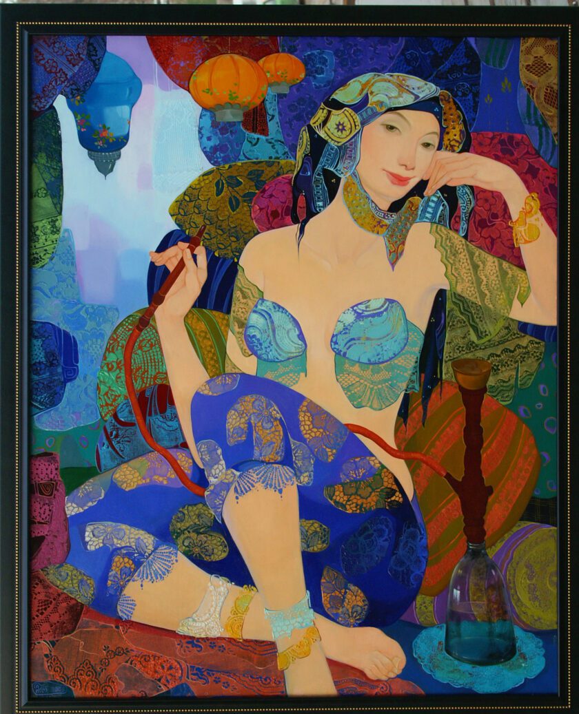 Maia Ramishvili | Odalisque | Exhibited at Art Gallery Line | Created in early 2000’s| Available for Sale | Oil on Canvas, Mix medium | Art Gallery Line