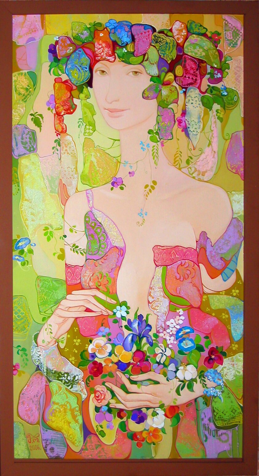 Maia Ramishvili | Flora | Exhibited at Art Gallery Line | Created in early 2000’s| Available for Sale | Oil on Canvas, Mix medium | Art Gallery Line