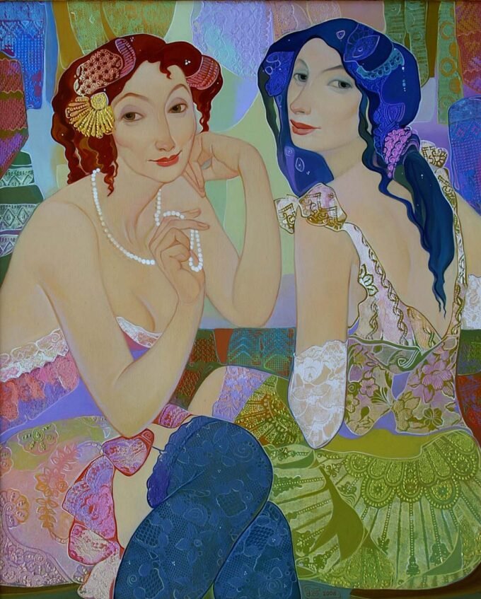 Maia Ramishvili 41 Maia Ramishvili | Friends | Exhibited at Art Gallery Line | Created in early 2000’s| Available for Sale | Oil on Canvas, Mix medium | Art Gallery Line
