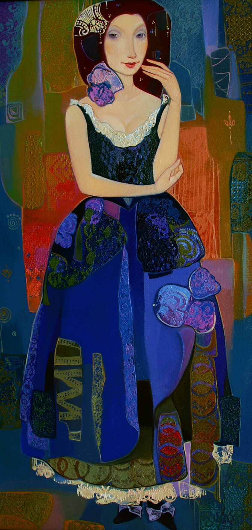 Maia Ramishvili | Diva | Exhibited at Art Gallery Line | Created in early 2000’s| Available for Sale | Oil on Canvas, Mix medium | Art Gallery Line