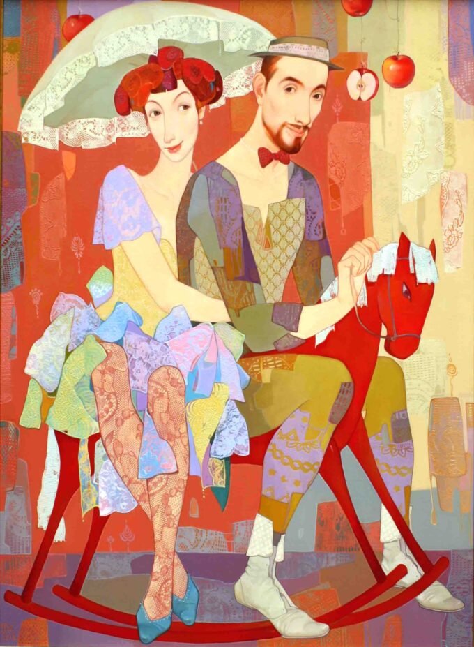 Maia Ramishvili 15 Maia Ramishvili | The Wooden Horse | Exhibited at Art Gallery Line | Created in early 2000’s| Available for Sale | Oil on Canvas, Mix medium | Art Gallery Line